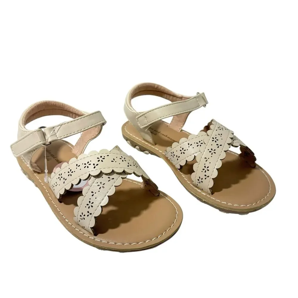 Cupcakes and Cashmere scalloped Beige Sandal Toddler Girls Adjustable SZ/10
